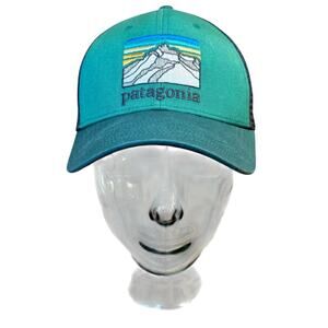 Patagonia Trucker Hat Line Logo Ridge LoPro Embroidered Mountain SnapBack Green